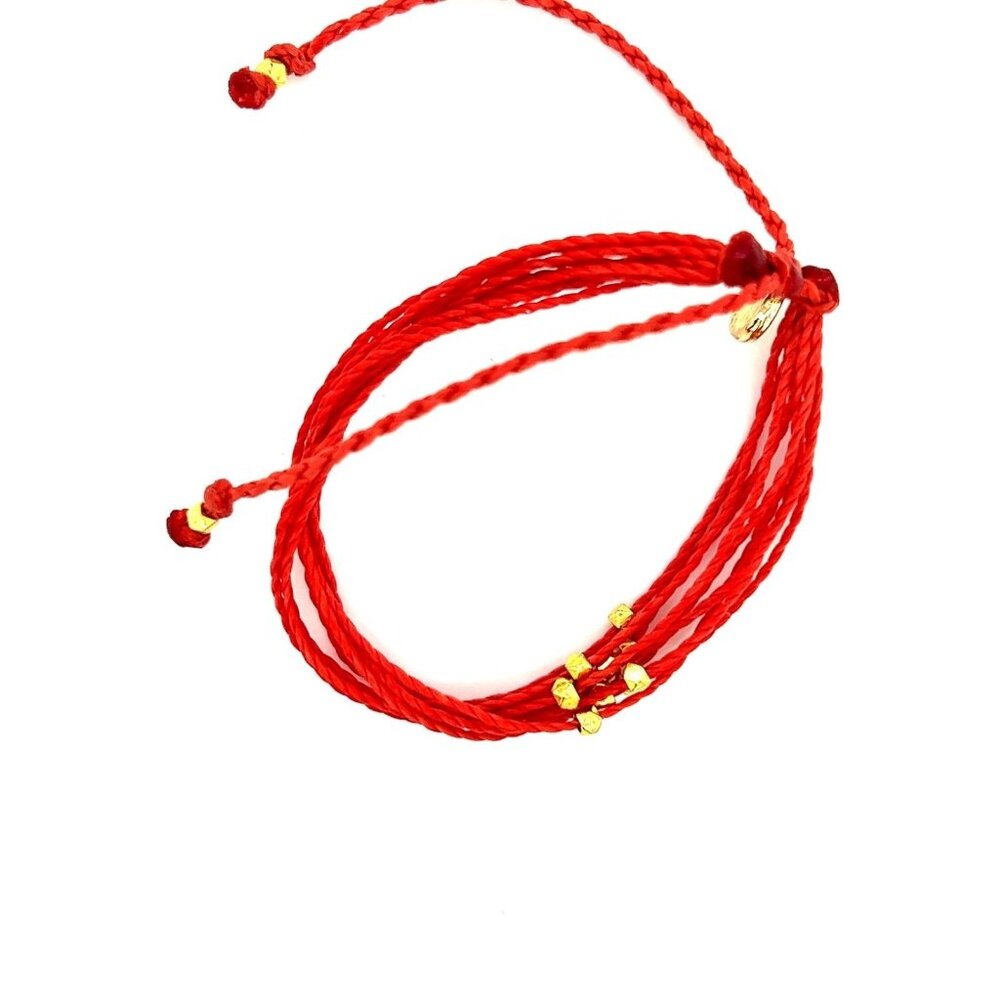 Pura Vida Red Strand with Gold Beads Bracelet - Picture 2 of 3